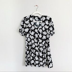 Vintage Black and White Floral Dress